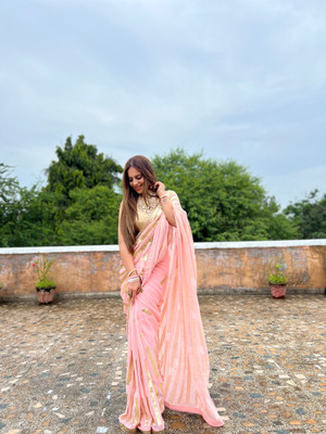 Arena fab Self Design Bollywood Georgette Saree(Pink)
