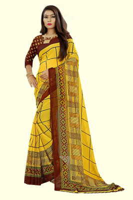 Vimalnath Synthetics Printed Daily Wear Georgette Saree(Yellow)