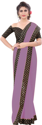 Georgette Saree Self Design, Dyed, Solid/Plain Bollywood Georgette, Chiffon Saree(Purple)