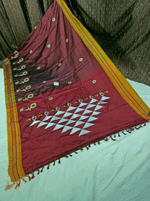 Spewim Woven Mysore Cotton Blend Saree(Red)