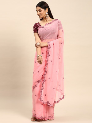 KASEE Embroidered Bollywood Georgette Saree(Pink)