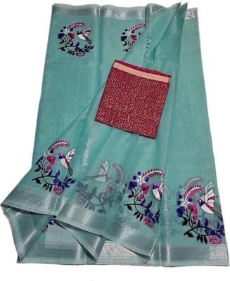 Ansar fashion Embroidered Daily Wear Cotton Silk Saree(Green)