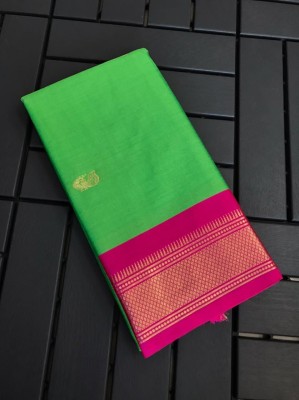 Cloverlucks Woven Madurai Cotton Silk, Cotton Linen Saree(Black)