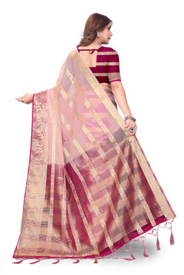 Aarunika IC Solid/Plain Bollywood Organza Saree(Pink)