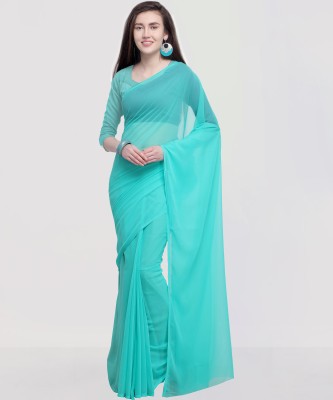 Anand Sarees Solid/Plain Bollywood Georgette Saree(Light Blue)