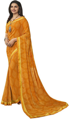 RAJESHWAR FASHION Printed Bollywood Georgette Saree(Orange)