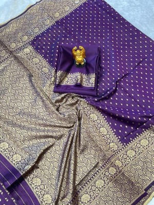 AVDOM Woven Kanjivaram Jacquard, Pure Silk Saree(Purple)