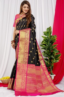 AMIRAT CLOTHING Woven Banarasi Pure Silk Saree(Black)