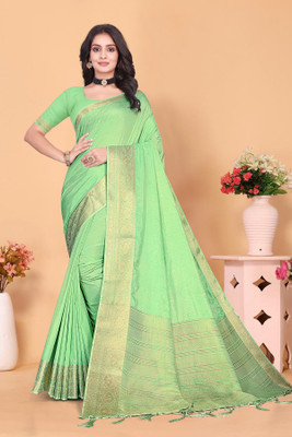 Aarunika fashion Solid/Plain Bollywood Pure Silk Saree(Light Green)