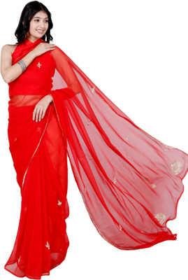 kaccha Soot Embroidered Bollywood Georgette Saree(Red)
