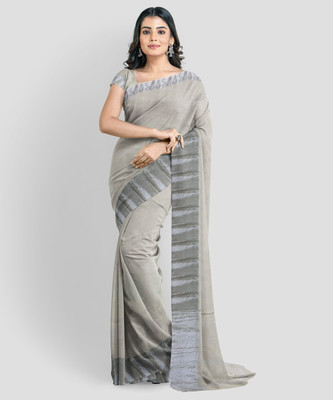 PRIDE SALES Solid/Plain Gadwal Cotton Silk Saree(Cream)
