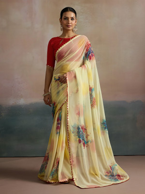 Sareemall Printed Bollywood Georgette Saree(Yellow)