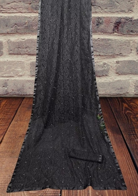 NORAFLEXx Printed, Embellished Bollywood Brasso Saree(Black)