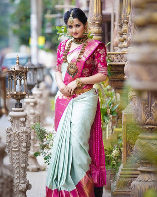 JATADHAR FAB Self Design Banarasi Jacquard Saree(Green)