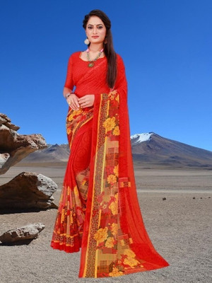 Saadhvi Digital Print Bollywood Georgette Saree(Multicolor)
