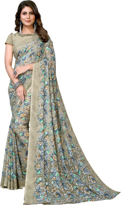 Priyashi Printed Bandhani Georgette Saree(Green)