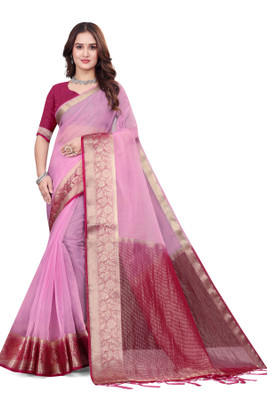 Aarunika SBT Printed Bollywood Organza Saree(Pink)