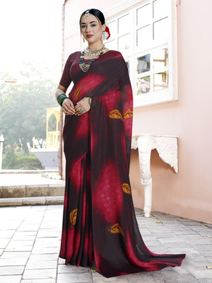 ANOUK Printed Daily Wear Georgette Saree(Red)