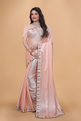 Snija Fashion Embellished Bollywood Silk Blend Saree(Orange)