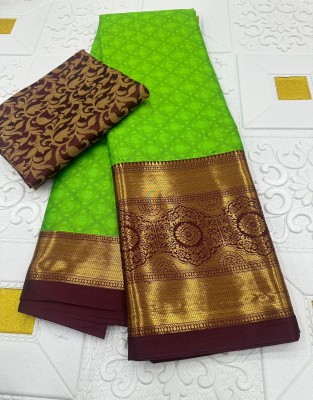 Pal Enterprise Woven Banarasi Jacquard Saree(Green)