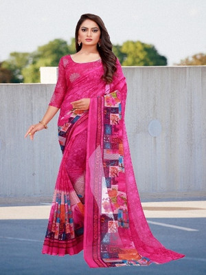 Suali Printed Bollywood Georgette Saree(Multicolor)