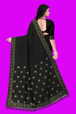 Rudra Fab Embellished Bollywood Georgette, Art Silk Saree(Black)