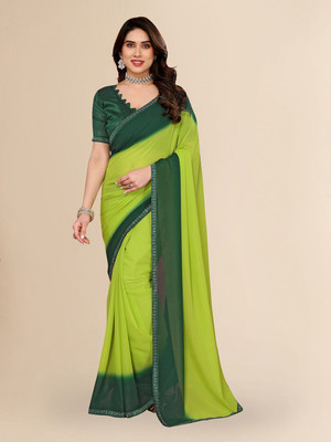 Moda Rapido Ombre Bollywood Georgette Saree(Green)