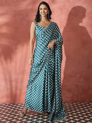 Sangria Printed Daily Wear Georgette Saree(Blue)