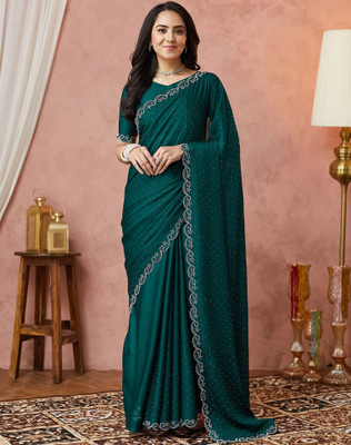 Divastri Embellished, Self Design Bollywood Georgette Saree(Green)