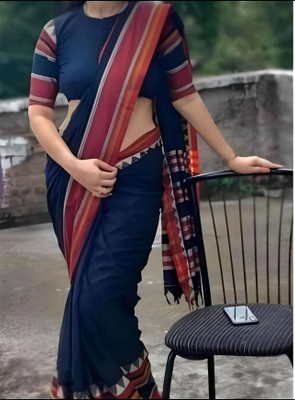 sdn Woven Handloom Handloom Pure Cotton Saree(Dark Blue)