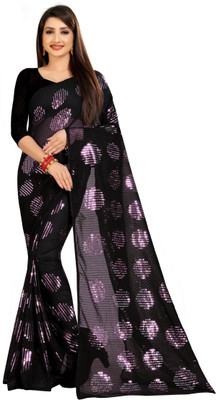 KV Fashion Embroidered Bollywood Georgette Saree(Pink)