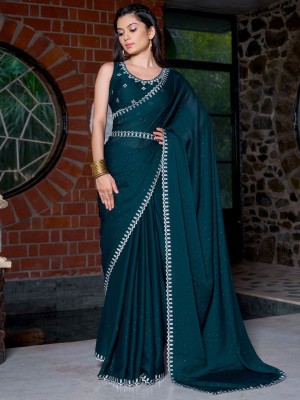 ANOUK Embellished Banarasi Chiffon Saree(Blue)