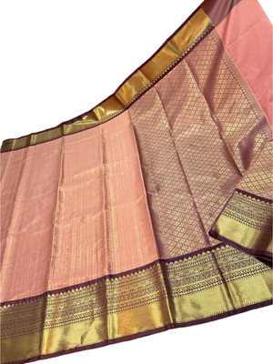 Akram Textiles Hub Woven Banarasi Tissue, Art Silk Saree(Brown, Orange)