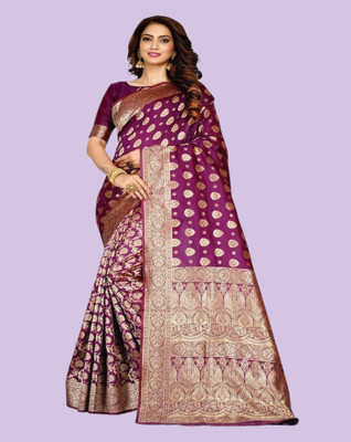 SWAMI STUDIO Woven Banarasi Jacquard Saree(Magenta)