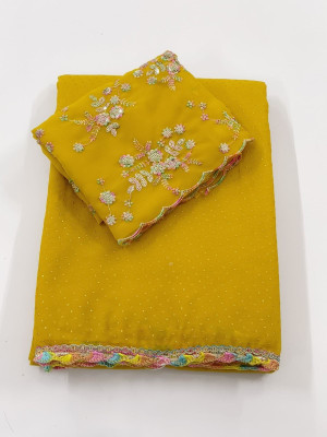 ShreeVastra Embroidered, Floral Print, Embellished, Self Design Bollywood Georgette Saree(Multicolor)