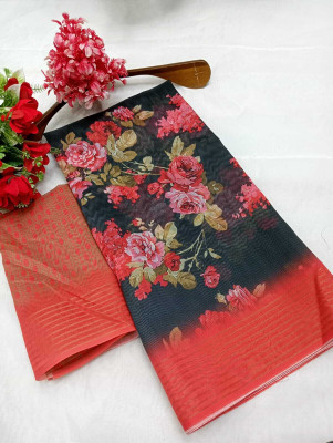HouseOfCommon Printed Kanjivaram Chanderi, Cotton Silk Saree(Multicolor)