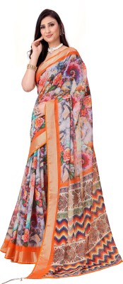 Kanooda Prints Digital Print Bollywood Linen Saree(Multicolor)