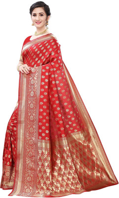 SWAMI STUDIO Embroidered Handloom Art Silk Saree(Red)