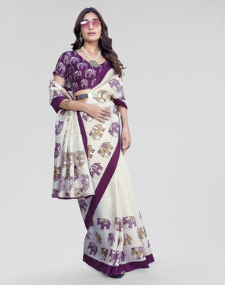 Nirvaan Printed Bollywood Art Silk Saree(Purple)