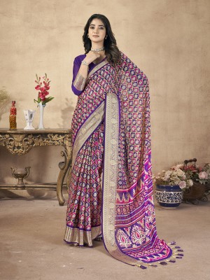 RekhaManiyar Printed Bollywood Chiffon Saree(Purple)