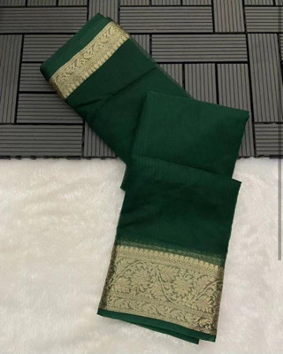 Priya Self Design Bollywood Organza Saree(Dark Green)