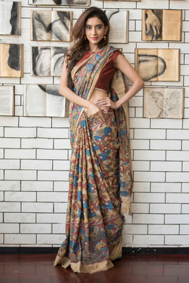PHEASANT Digital Print Bollywood Cotton Linen Saree(Multicolor)