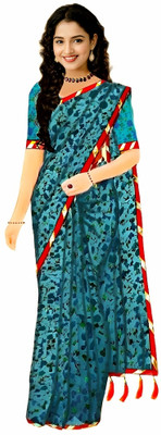 INSTALIKE FASHION Printed Kota Doria Silk Blend Saree(Blue)