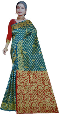 Laboni creation Digital Print Bandhani Cotton Blend Saree(Dark Green)