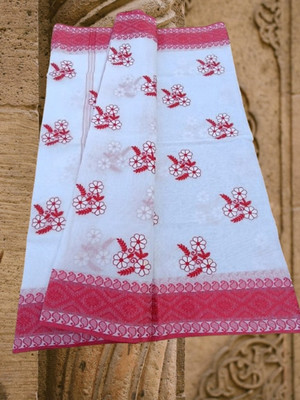 Kanokanjoli Woven Jamdani Handloom Cotton Blend Saree(Multicolor)