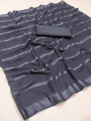 kashvi sarees Embellished Daily Wear Satin Saree(Grey)