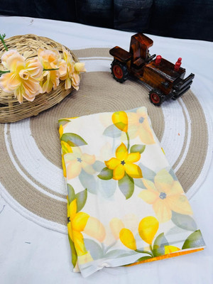 HouseOfCommon Floral Print Bollywood Georgette Saree(Yellow, White)