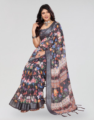 ANIRAV Printed Daily Wear Cotton Silk Saree(Multicolor)