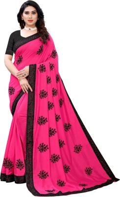 GOLDOLL FAB Embroidered Bollywood Georgette Saree(Pink)