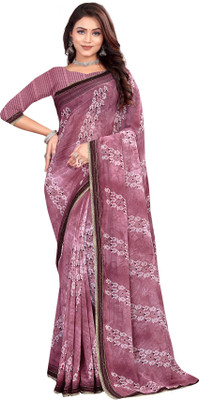 Ridham Sarees Geometric Print Bollywood Georgette Saree(Magenta)